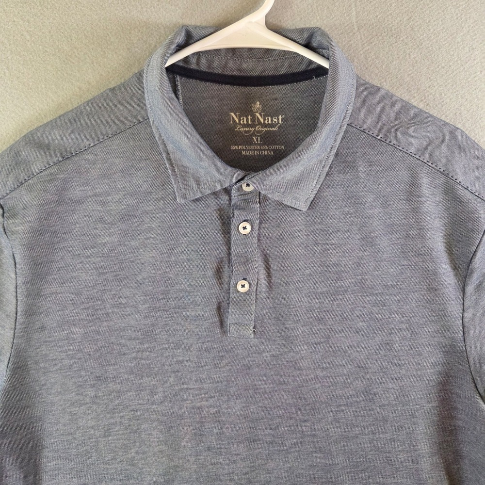 Nat Nast Luxury Originals Mens XL Gray Blue Heathered Short Sleeve Polo Shirt